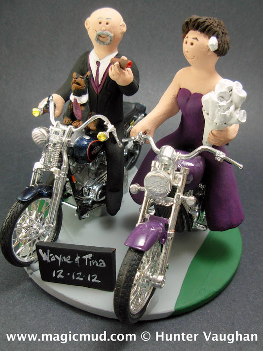 Motorcycle Riding Bride Wedding Cake Topper