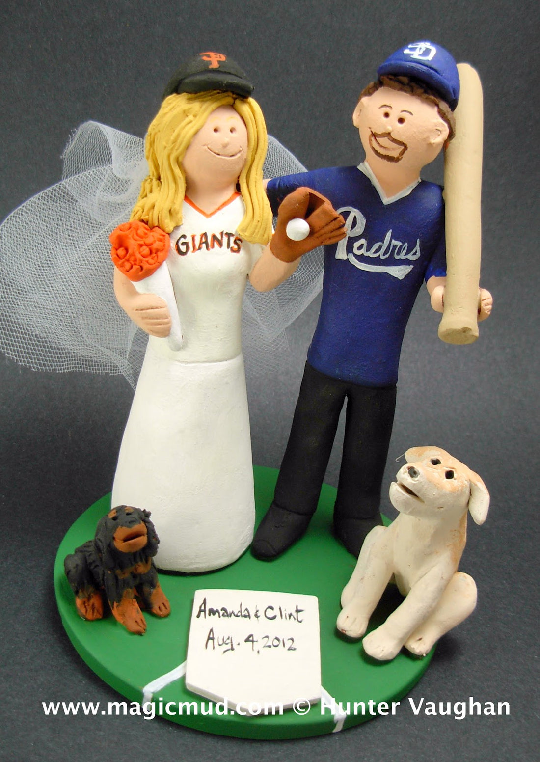 San Francisco Giants Bride Marries San Diego Padres Groom - Wedding Cake Topper