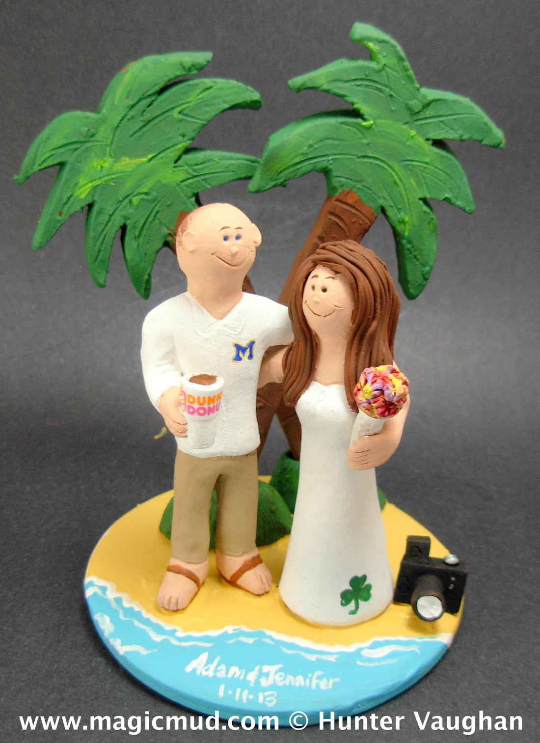 Under the Palm Trees on Beach Wedding Cake Topper