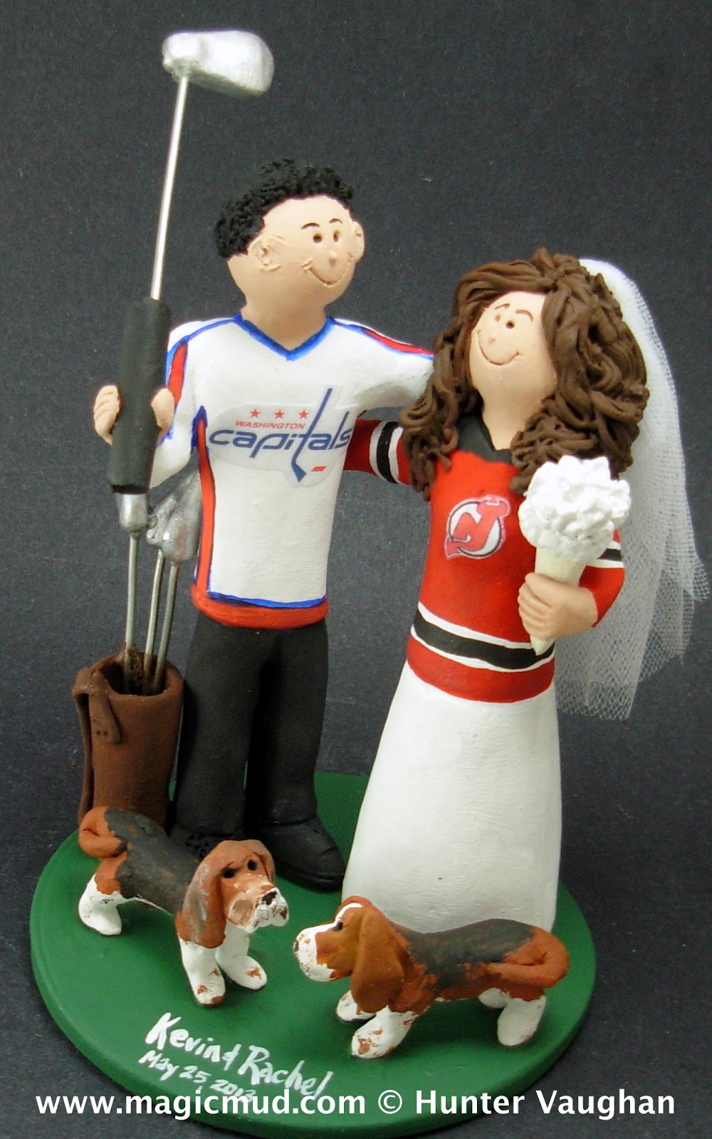 Washington Capitals Groom Marries New Jersey Devils Bride Wedding Cake Topper