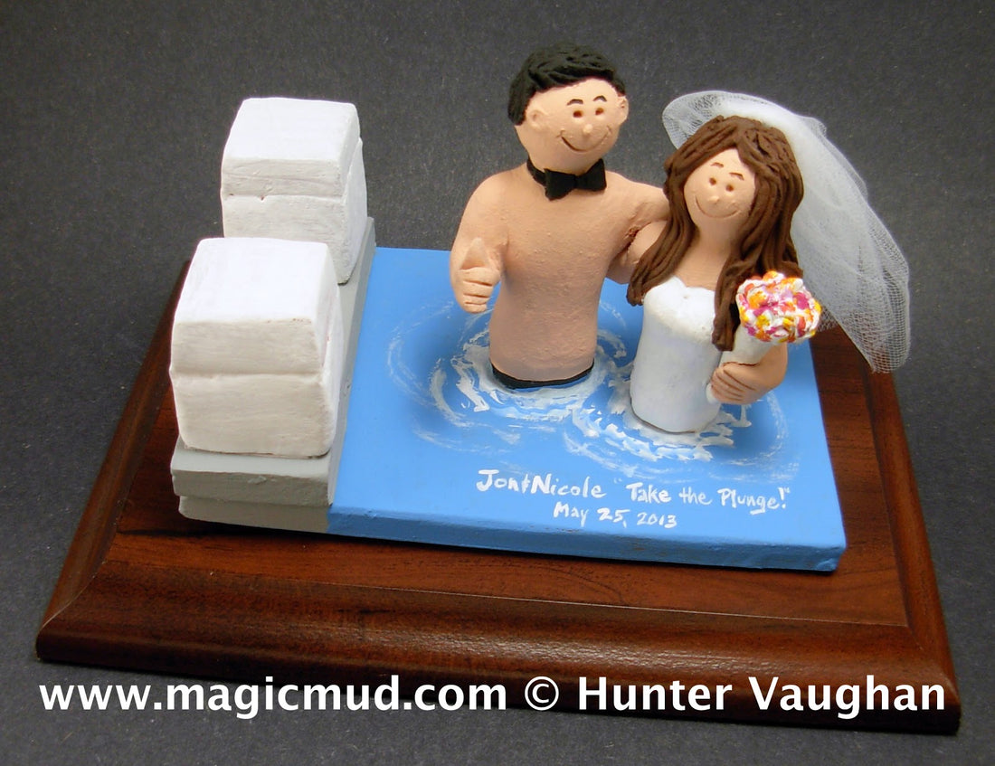 Wedding in a Swimming Pool Cake Topper