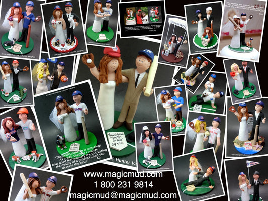 Picture Collage of Baseball Wedding Cake Toppers