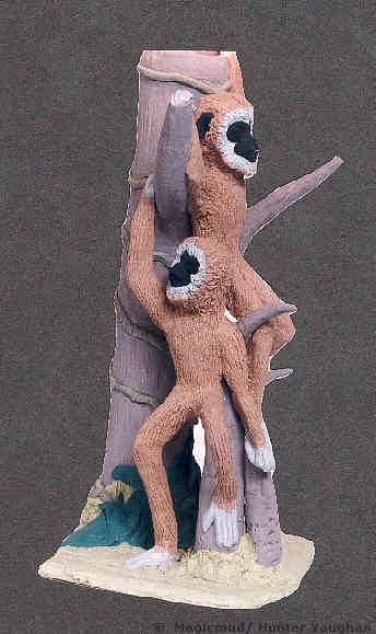 2 Funky Monkeys Clay Statue of Gibbon's Monkeys