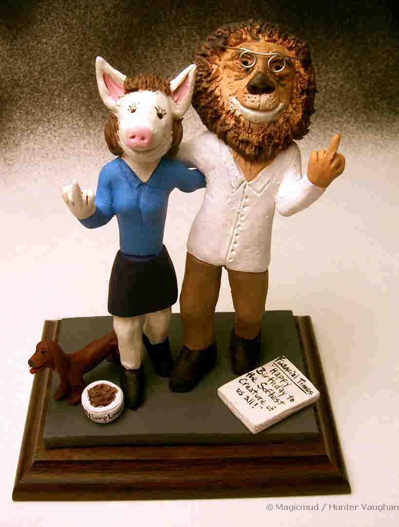 Lion and Pig Wedding Cake Topper