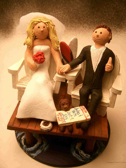 Cottage Dock Wedding Cake Topper