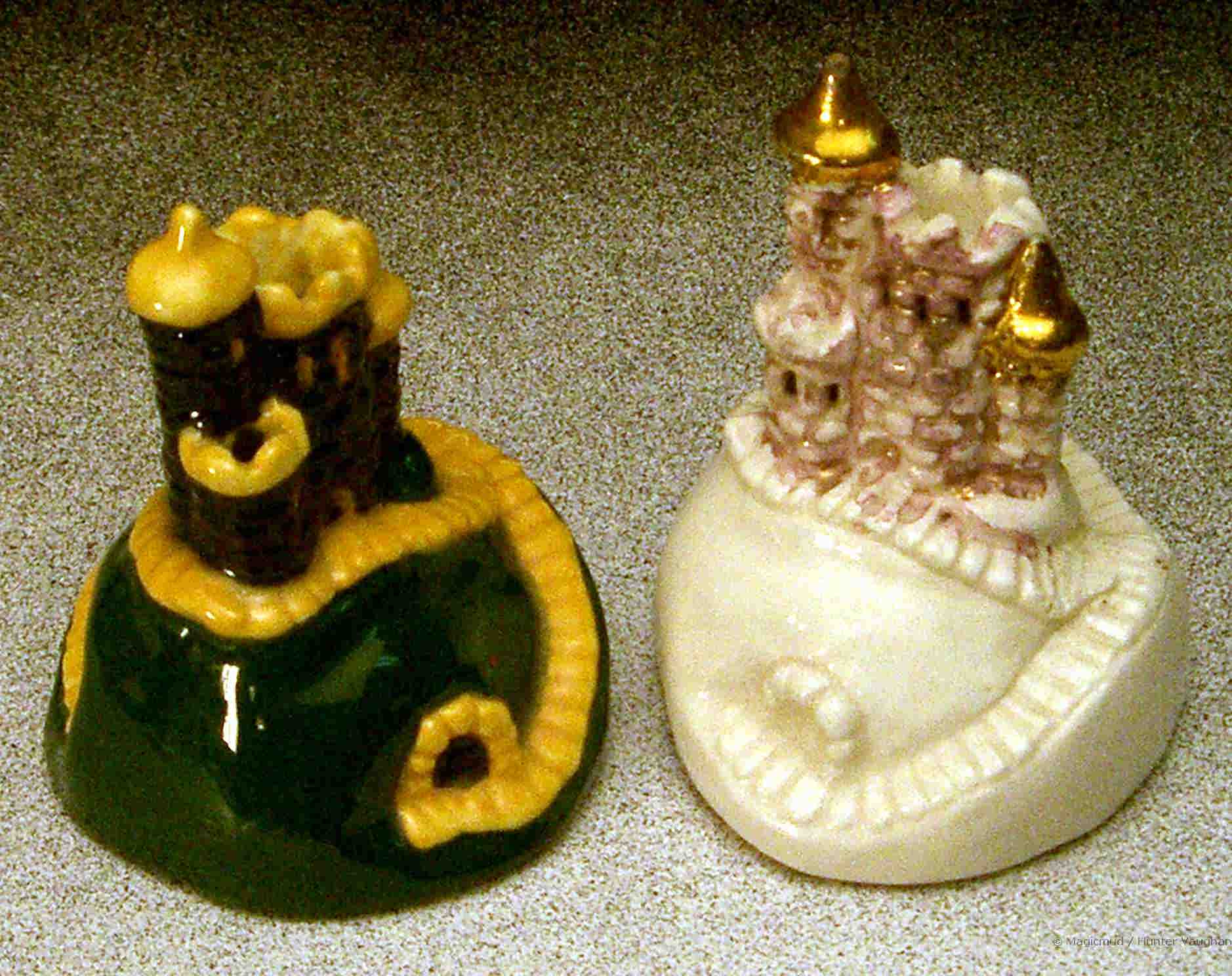 2 0f 300 unique models created, with 24 kt. gold fired on spires of castle