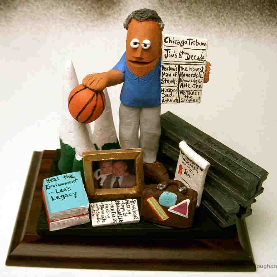 Ceramic caricature of his 60th Birthday...it's a slam dunk!