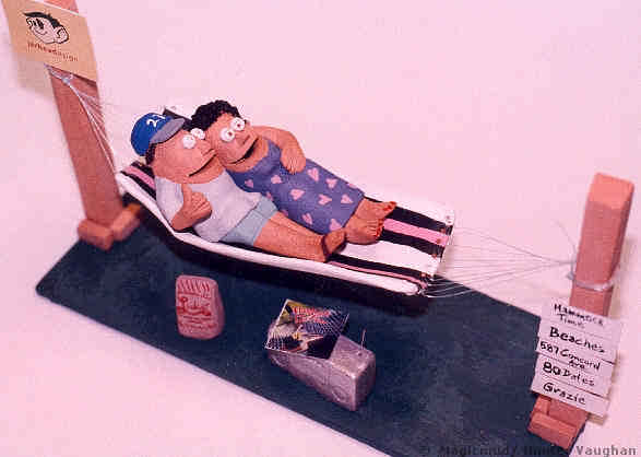 collectible custom figurine of couple together in hammock, made to order