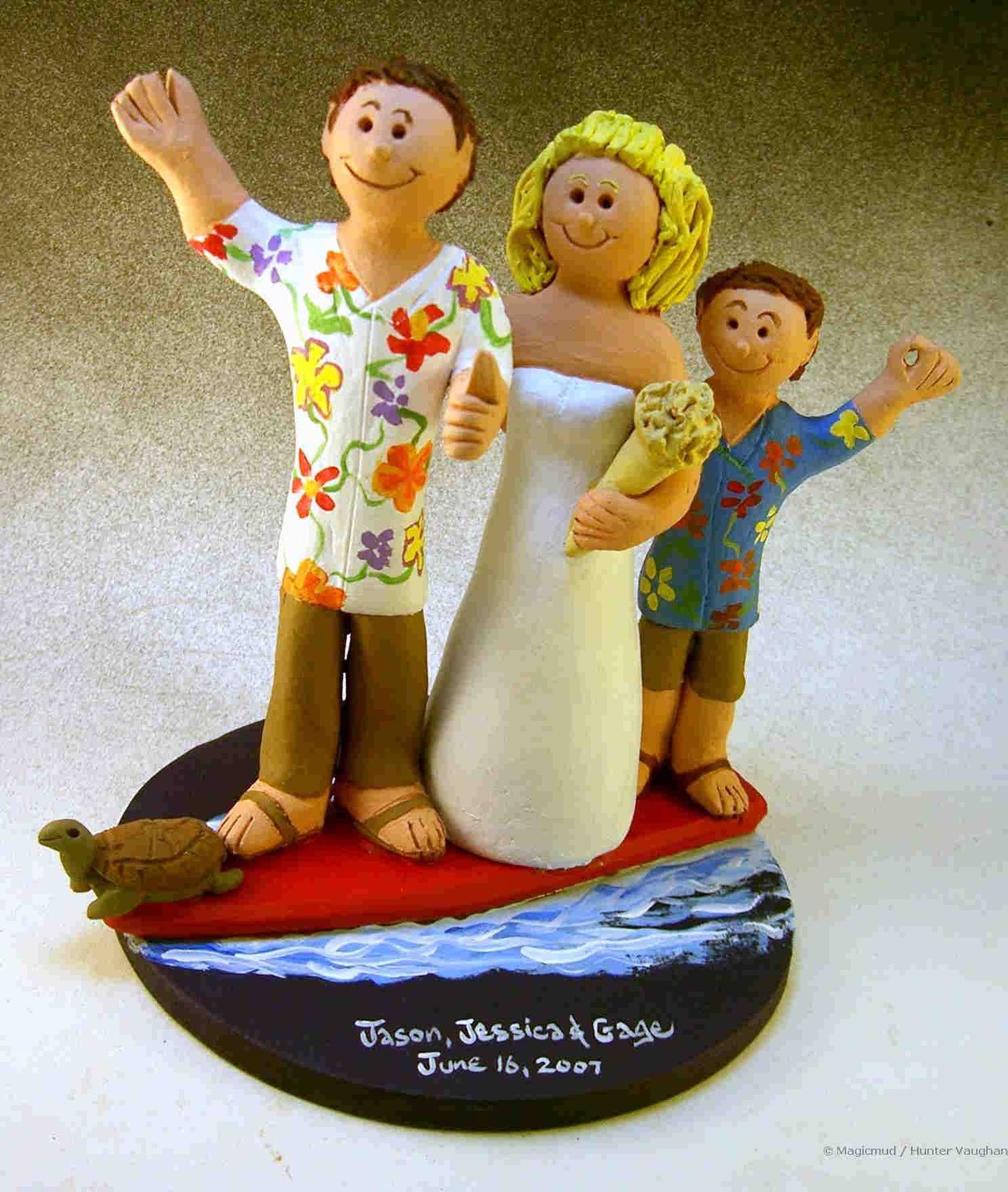 Family of Three Wedding Cake Topper