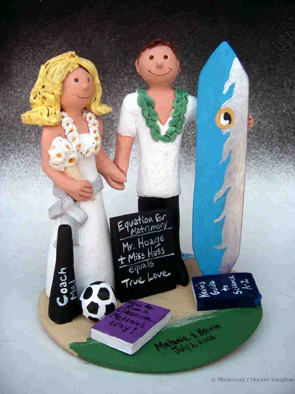 Hawaiian Surfers Wedding Cake Topper