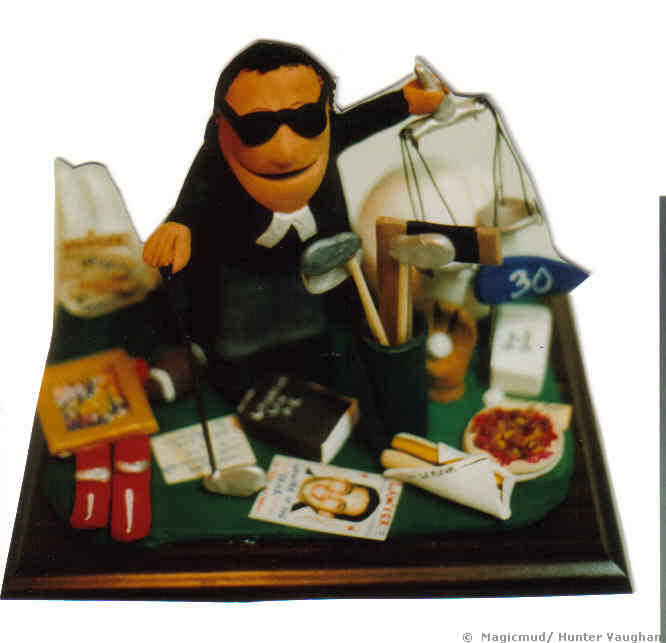 Attorney figurine with all his different sports gear, favorite foods, "faux" magazine with his picture on cover