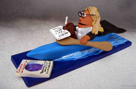 Personalized lawyer figurine with her dog in the kayak