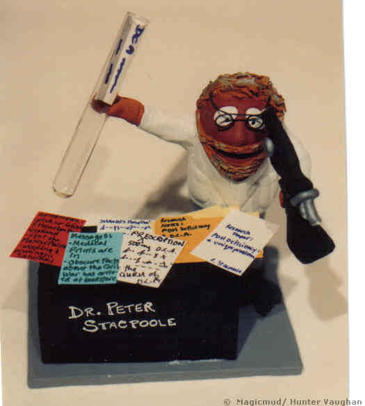 Unique Medical gift idea....Researcher with microscope and test tube at his work desk, surrounded by his findings and medical files.