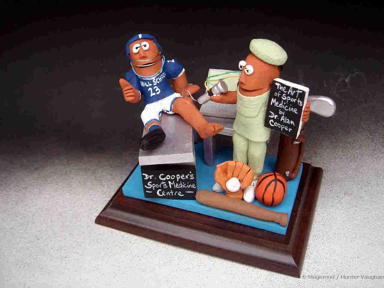 Gift for a Sports Surgeon that they will remember...a customized clay caricature of doctor and football star