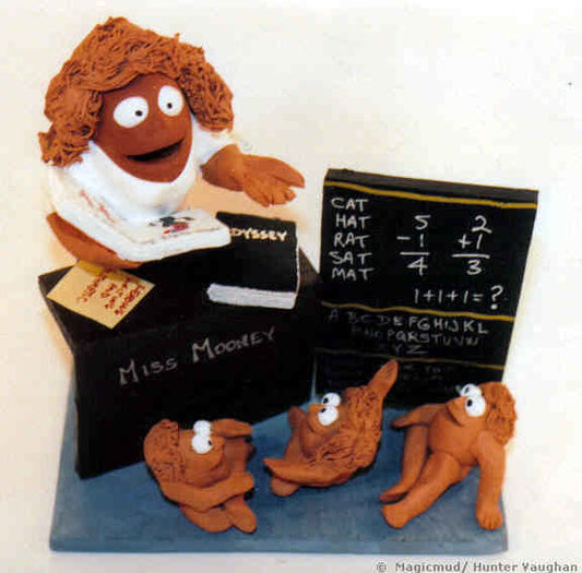 Personalized Teacher figurine, with her young students in the midst of a lesson