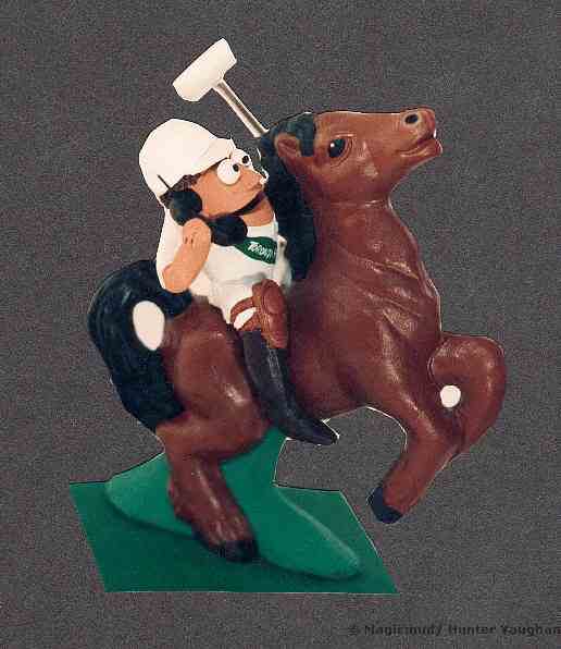 Personalized polo player figurine on cel phone...he be multi tasking!