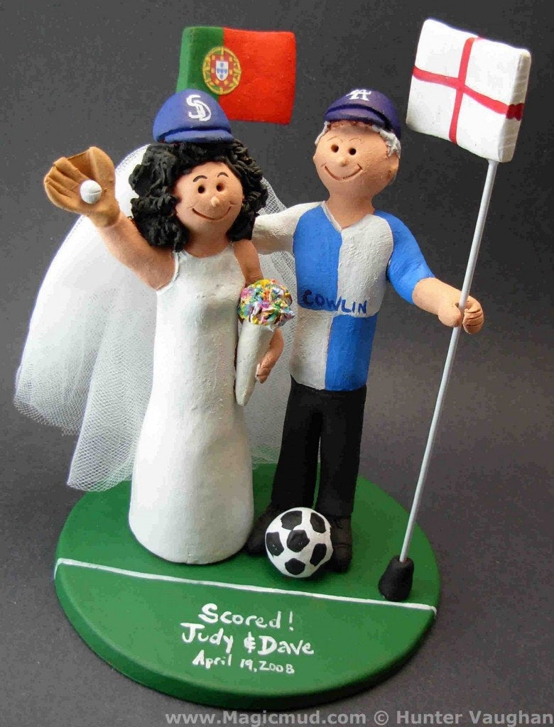 Soccer Groom Wedding Cake Topper,  FIFA Soccer Wedding Cake Topper -  Soccer Bride Wedding Cake Topper - iWeddingCakeToppers