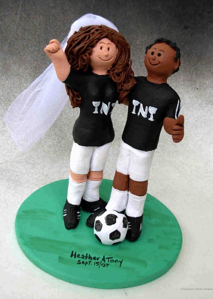 Soccer Groom Wedding Cake Topper,  FIFA Soccer Wedding Cake Topper -  Soccer Bride Wedding Cake Topper - iWeddingCakeToppers