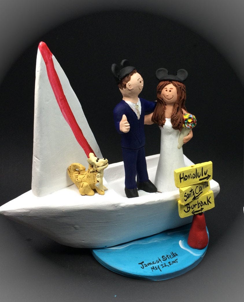 Sailboat Wedding Cake Topper, Yacht Wedding Cake Topper, Power Boat Wedding Cake Topper - iWeddingCakeToppers