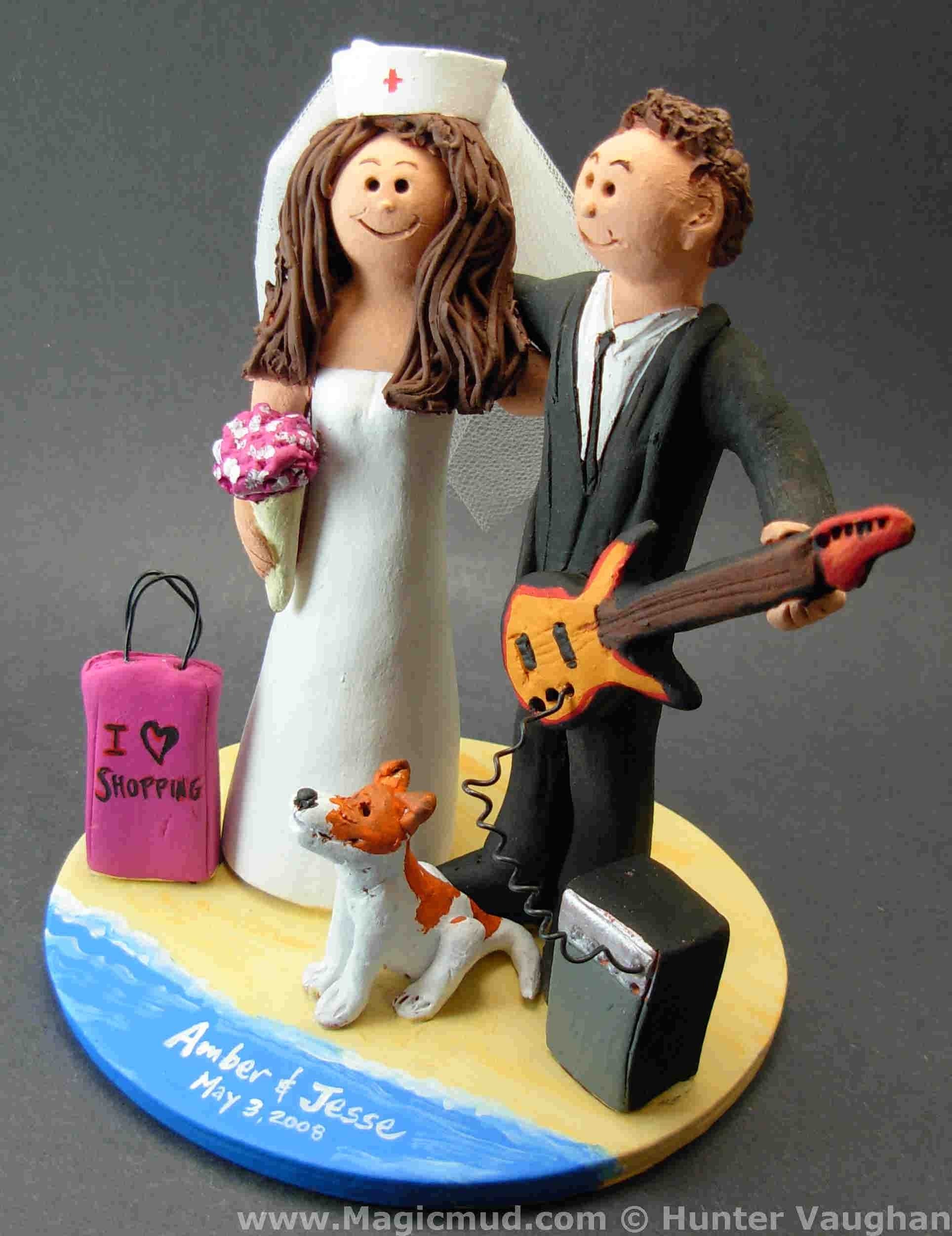 Rock n Roll Guitarist's Wedding Cake Toppers, Custom Made Rock Star Wedding Cake Topper - Guitar Wedding Cake Topper - iWeddingCakeToppers