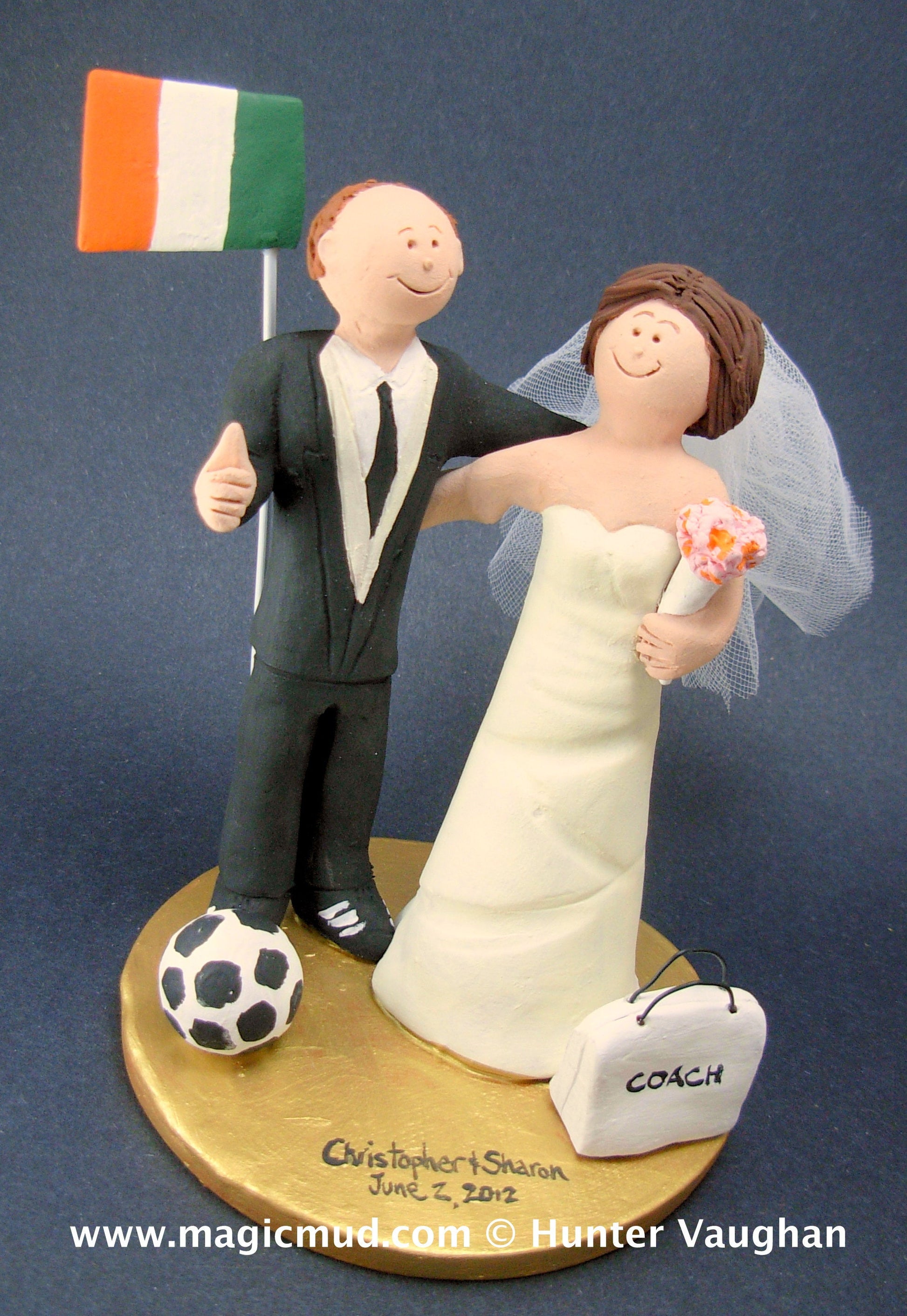 Soccer Groom Wedding Cake Topper,  FIFA Soccer Wedding Cake Topper -  Soccer Bride Wedding Cake Topper - iWeddingCakeToppers