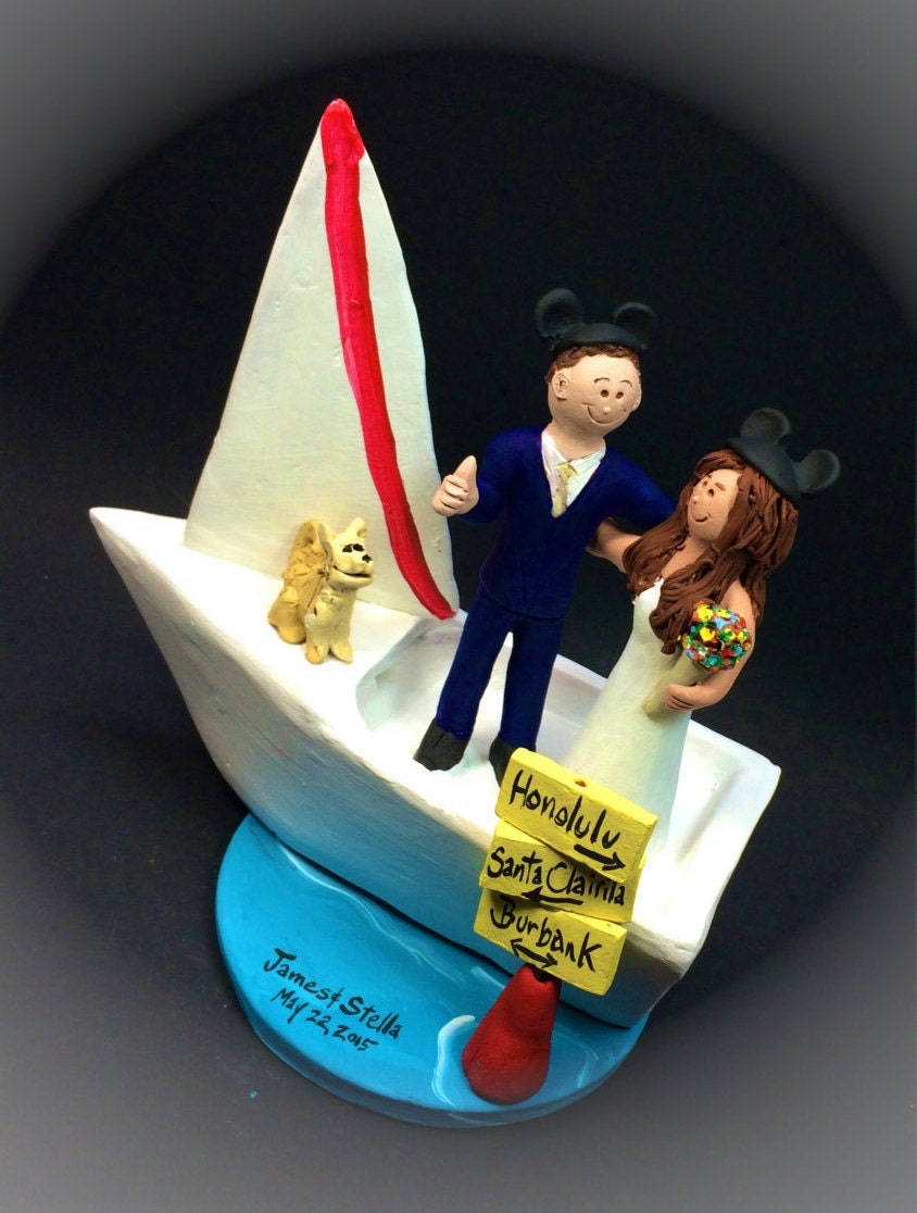Sailboat Wedding Cake Topper, Yacht Wedding Cake Topper, Power Boat Wedding Cake Topper