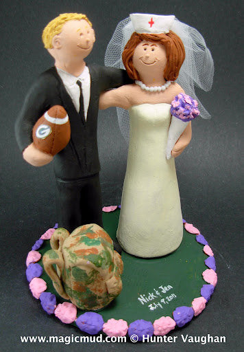 College Football Wedding Cake Topper,  Football Bride Wedding Cake Topper - Football Fan's Wedding Cake Topper - iWeddingCakeToppers