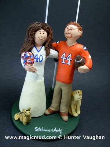 College Football Wedding Cake Topper,  Football Bride Wedding Cake Topper - Football Fan's Wedding Cake Topper - iWeddingCakeToppers