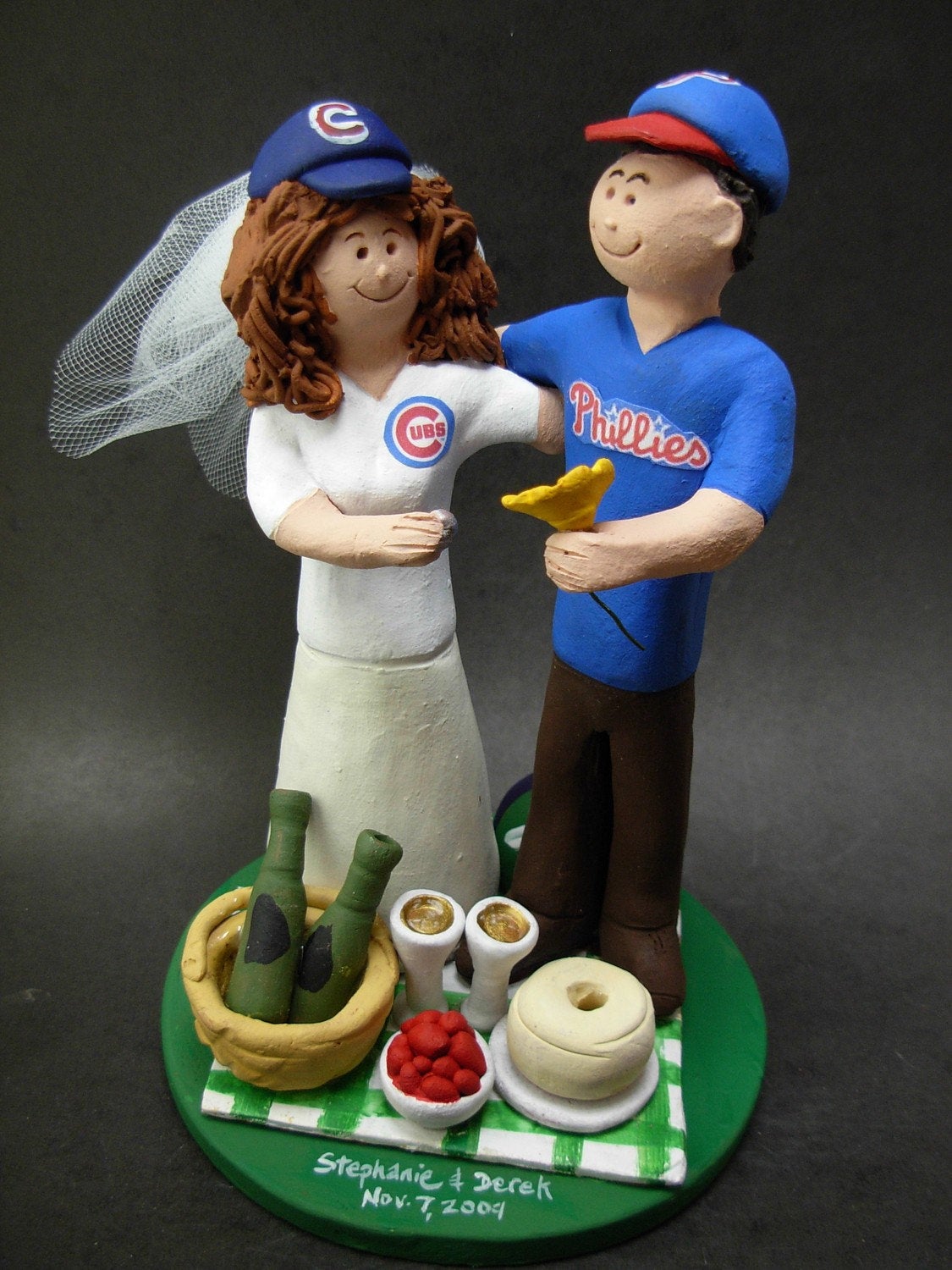 Personalized Baseball Wedding Cake Topper - NY Giants Wedding Cake Topper - Chicago Cubs Wedding Cake Topper - Bride Baseball Cake Topper - iWeddingCakeToppers