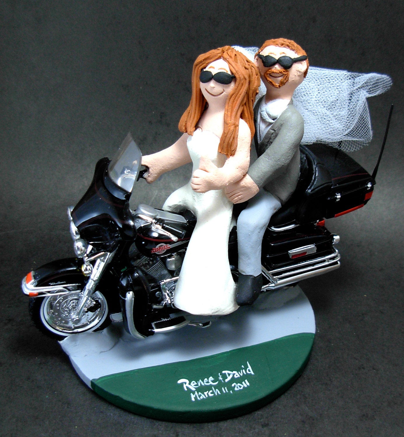 Custom Made Motorcycle Wedding Cake Topper - Dirt Bikers Wedding Cake Topper - KTM Wedding Cake Topper - Bikers Wedding Cake Topper - iWeddingCakeToppers