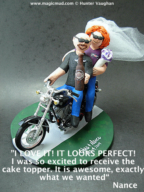 Personalized Motorcycle Wedding Cake Topper, Harley Davidson Bikers Wedding Cake Topper,  Wedding Cake Topper for Motorcycle Riders