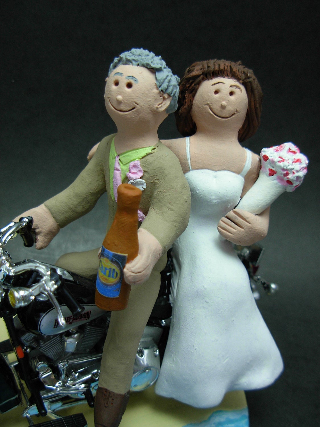 Custom Made Motorcycle Wedding Cake Topper - Dirt Bikers Wedding Cake Topper - KTM Wedding Cake Topper - Bikers Wedding Cake Topper - iWeddingCakeToppers