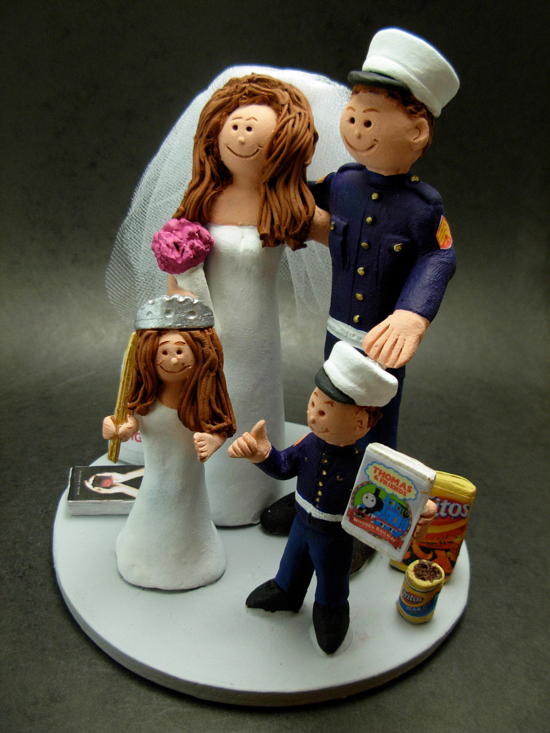 Wedding Cake Topper for a Blended Family, Wedding Cake Topper with Kids, 2nd Marriage CakeTopper, Wedding CakeTopper with Children - iWeddingCakeToppers