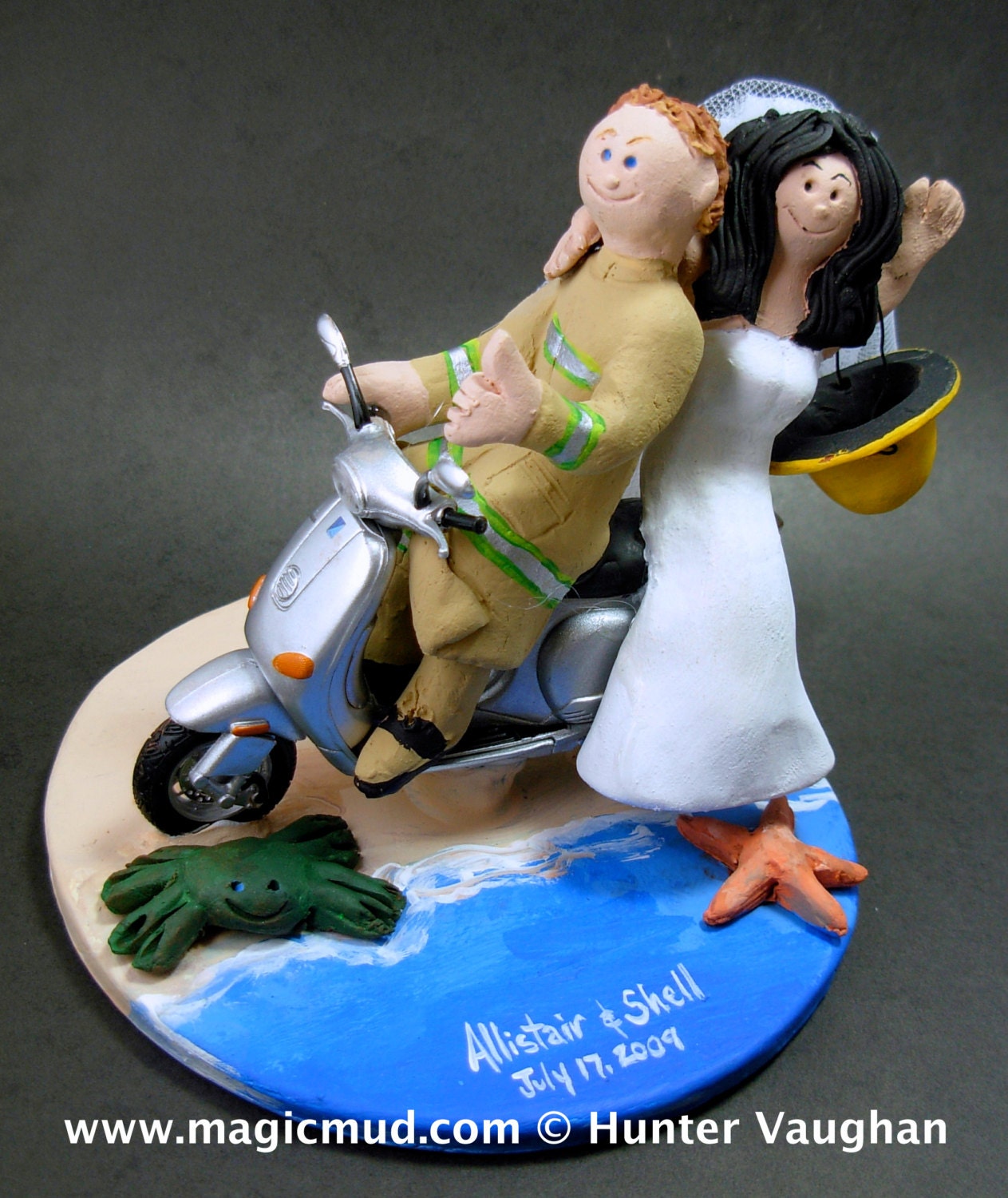 Surfing Fireman's Wedding Cake Topper, Fireman Wedding Cake Topper, Fire Fighters Wedding CakeTopper, Fireman Figurine for wedding caketop