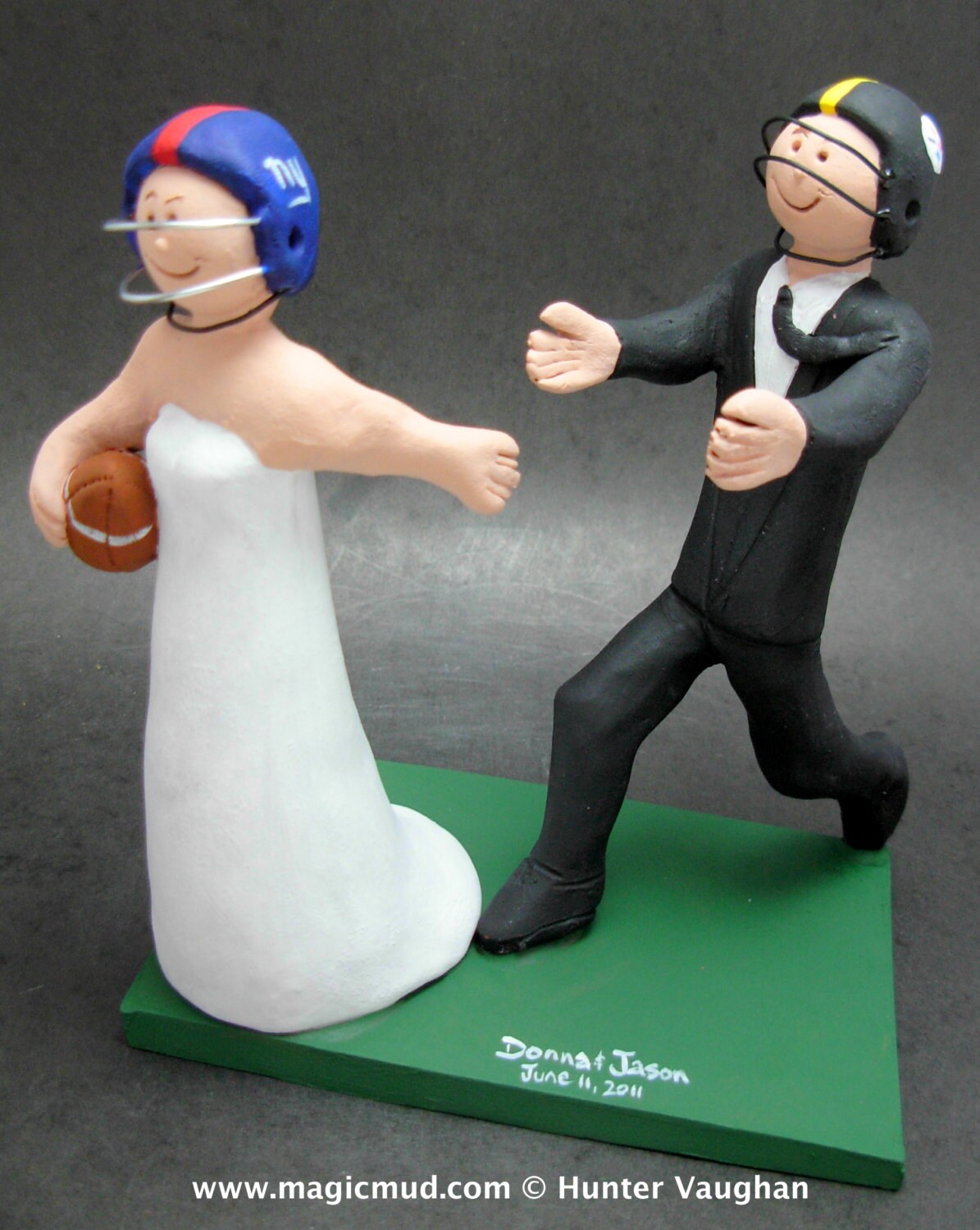 Dallas Cowboys Football Wedding Cake Topper, Football Bride and Groom Wedding Cake Topper, NFL Football Wedding CakeTopper,NCAA Caketopper