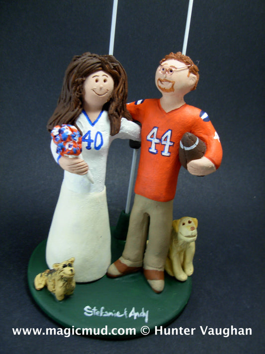 Denver Broncos Football Wedding Cake Topper, Denver Broncos Wedding Anniversary Gift/Cake Topper, Peyton Manning Wedding CakeTopper, - iWeddingCakeToppers