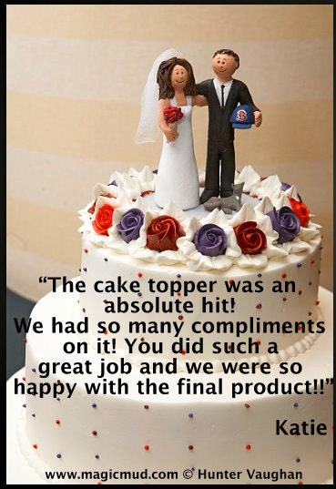 Unique Wedding Cake Topper - Custom Made Wedding Cake Topper - Hockey Groom Wedding Cake Topper - Plus Size Bride Wedding Cake Topper