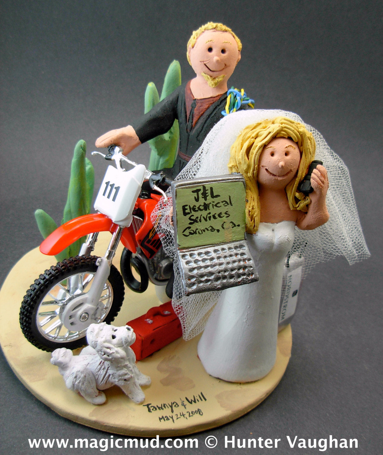 African American Motorcycle Wedding Cake Topper - Custom Made - iWeddingCakeToppers