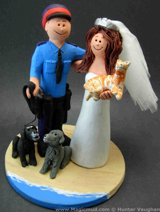 Police Officer's Wedding Cake Topper, Policeman Wedding Cake Topper, Law Enforcement Wedding Cake Topper, Cop Wedding Cake Topper - iWeddingCakeToppers