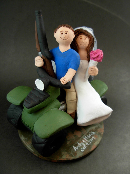 Custom ATV Riders Wedding Cake Topper, All Terrain Vehicle Wedding Cake Topper, Off Road Vehicle Wedding Cake Topper, ATV Riders Cake Topper - iWeddingCakeToppers