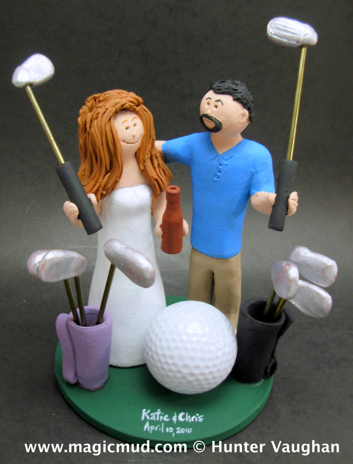 Golfer's Wedding Cake Topper, Golfing Wedding Cake Topper, Golfing Bride Wedding Cake Topper, Golf Destination Wedding Cake Topper - iWeddingCakeToppers