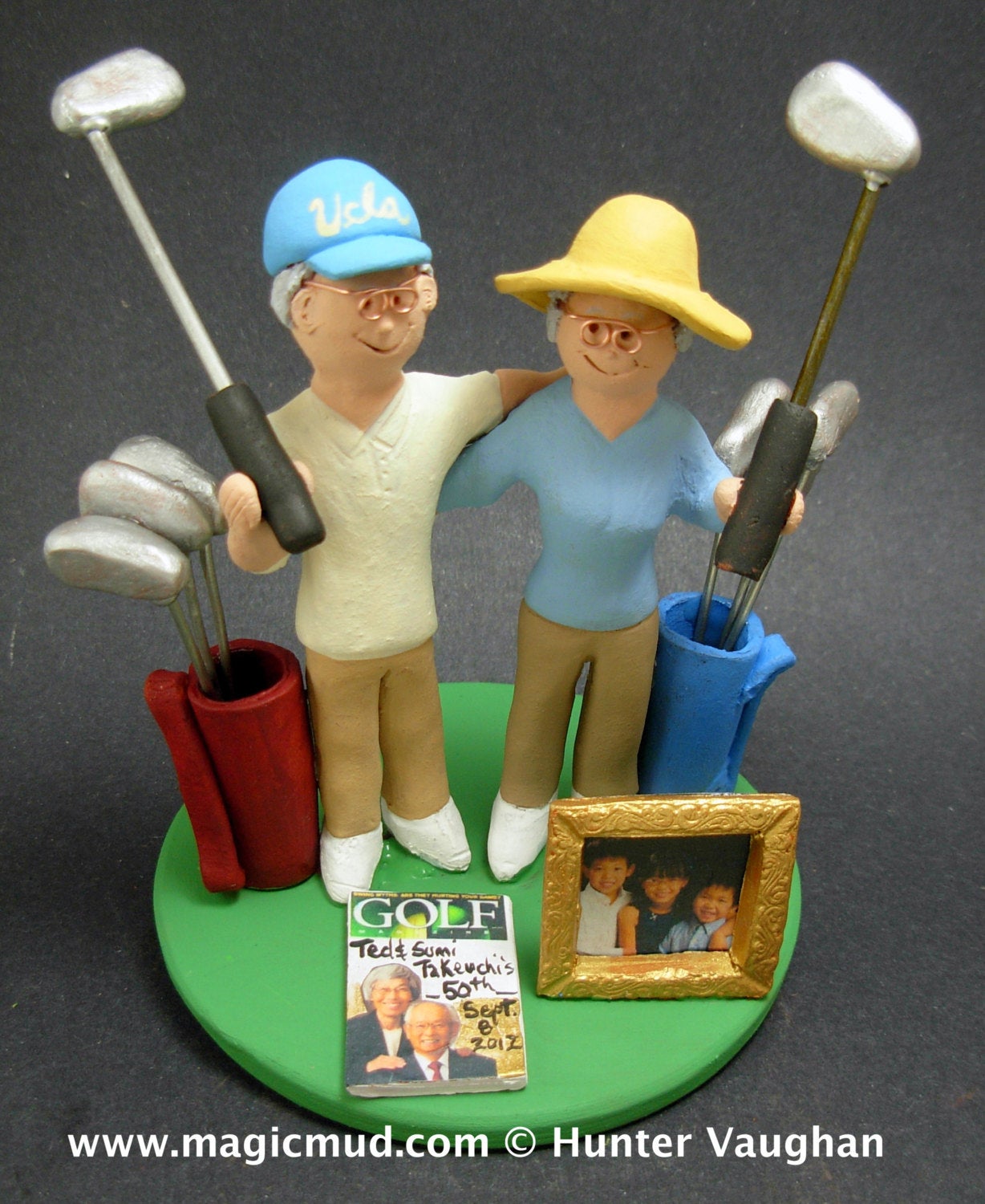 Golfer's Wedding Cake Topper, Golfing Wedding Cake Topper, Golfing Bride Wedding Cake Topper, Golf Destination Wedding Cake Topper - iWeddingCakeToppers