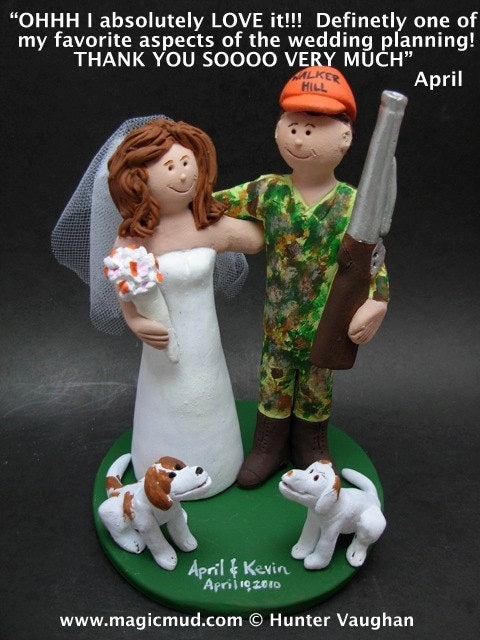 Bow Hunting Bride Shotgun Groom Wedding Cake Topper, Hunters Wedding CakeTopper, Redneck Wedding Cake Topper, Bow Hunters Wedding CakeTopper