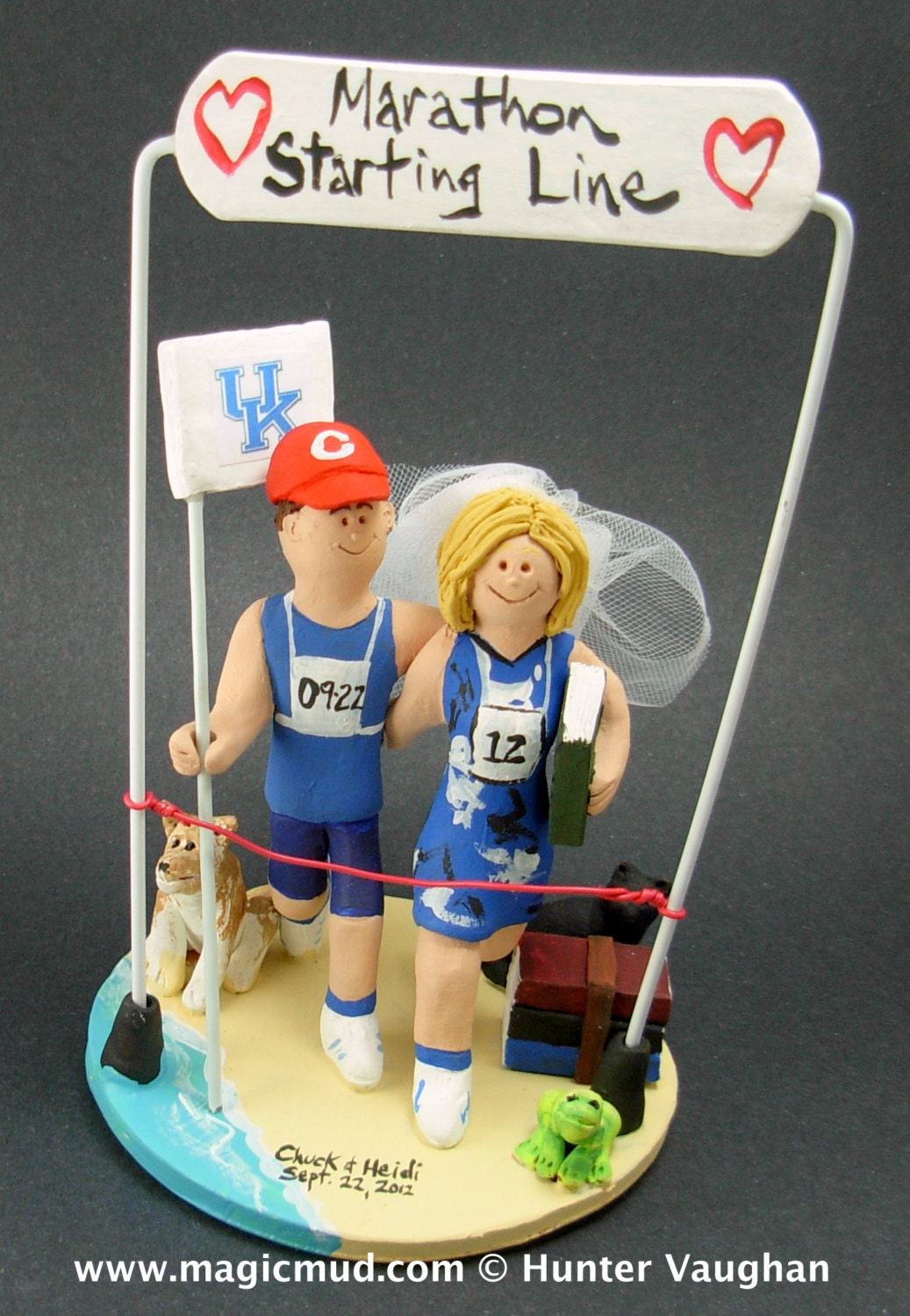Runner's Marathon of Love Wedding Cake Topper,  Marathon Runners Wedding Cake Topper, Athletes Marriage Figurine, Running Wedding CakeTopper