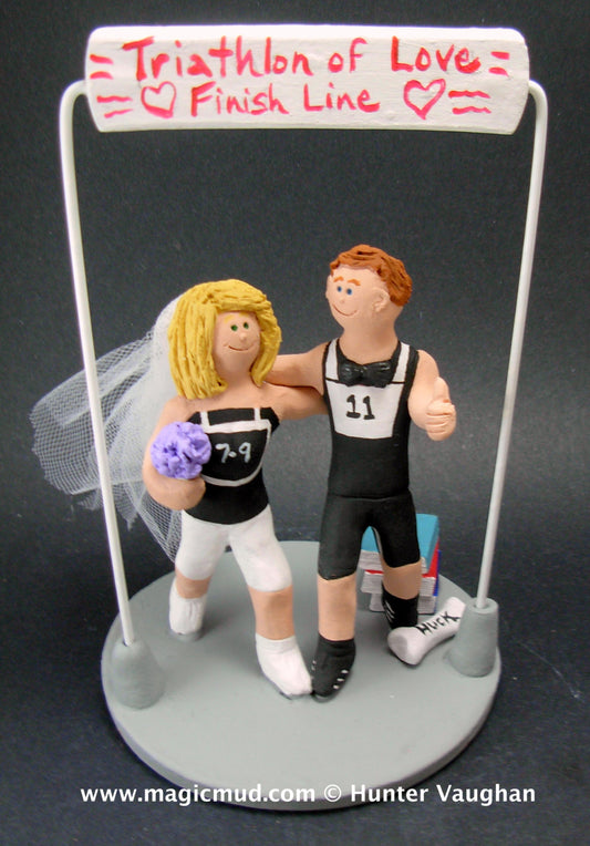 Triathlon Wedding Cake Topper, Marathon Runners Wedding Cake Topper, Joggers Wedding Cake Topper, Athletes Wedding Cake Topper, Jog Cake Top - iWeddingCakeToppers