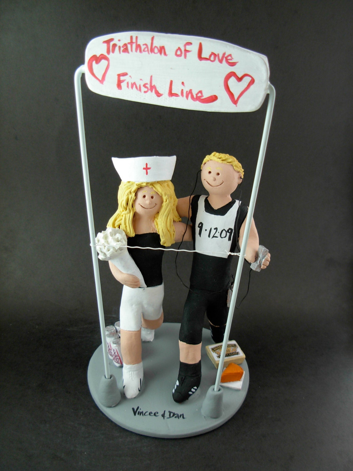 Triathlon Wedding Cake Topper, Marathon Runners Wedding Cake Topper, Joggers Wedding Cake Topper, Athletes Wedding Cake Topper, Jog Cake Top
