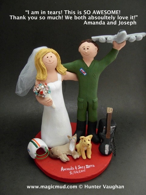 Army Pilot with Blackhawk Helicopter Wedding Cake Topper, Army Camouflage Wedding Cake Topper, American Flag Wedding Cake Topper