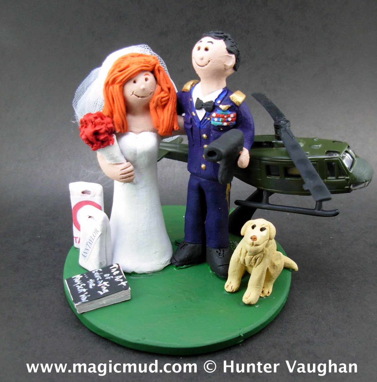 Army Pilot with Blackhawk Helicopter Wedding Cake Topper, Army Camouflage Wedding Cake Topper, American Flag Wedding Cake Topper