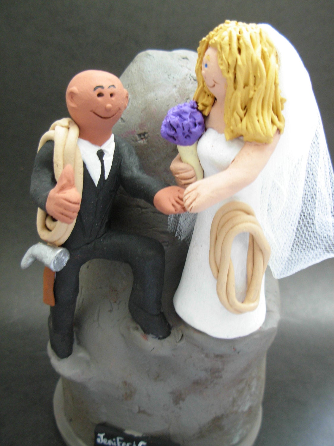 Mountain and Rock Climbers Wedding Cake Topper, Mountaineering Wedding Cake Topper, Mixed Race Wedding Cake Topper,Hikers Wedding CakeTopper - iWeddingCakeToppers