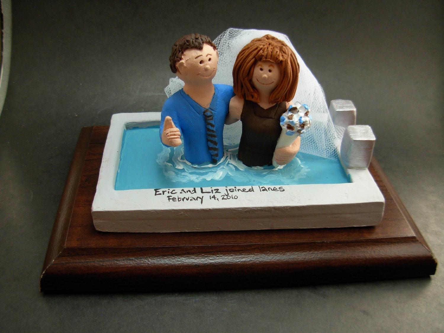 Swimmers in Pool Wedding Cake Topper, Swimming Pool Wedding Cake Topper, Hot Tub Wedding Cake Topper, Swimming Bride Wedding Cake Topper - iWeddingCakeToppers